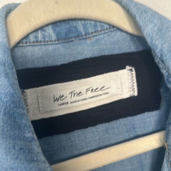 Free People Dylan Babydoll Chambray Shirt L - Picture 7 of 9